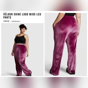 Victoria's secret pink velour shine logo wide-leg sweatpants MAGENTA LARGE